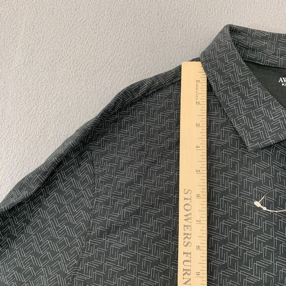 Awearness Kenneth Cole Polo Shirt Mens 2XL Gray Slim Fit Long Sleeve Geometric - Picture 8 of 16